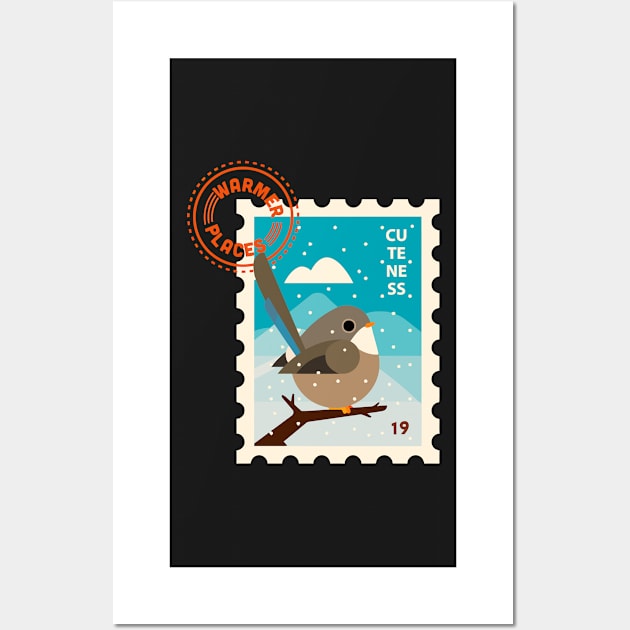 Bird Stamp - Winter Vibes Wall Art by LeCouleur